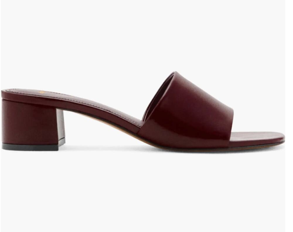 NWT Mango MNG slide Heel Burgundy Sandal EU 38 US 8